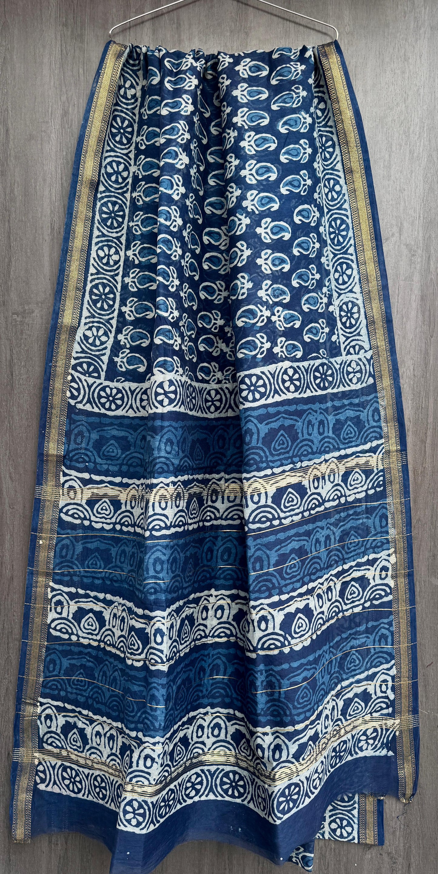 “Nilaya – Heritage Print Maheshwari with Zari Borders”