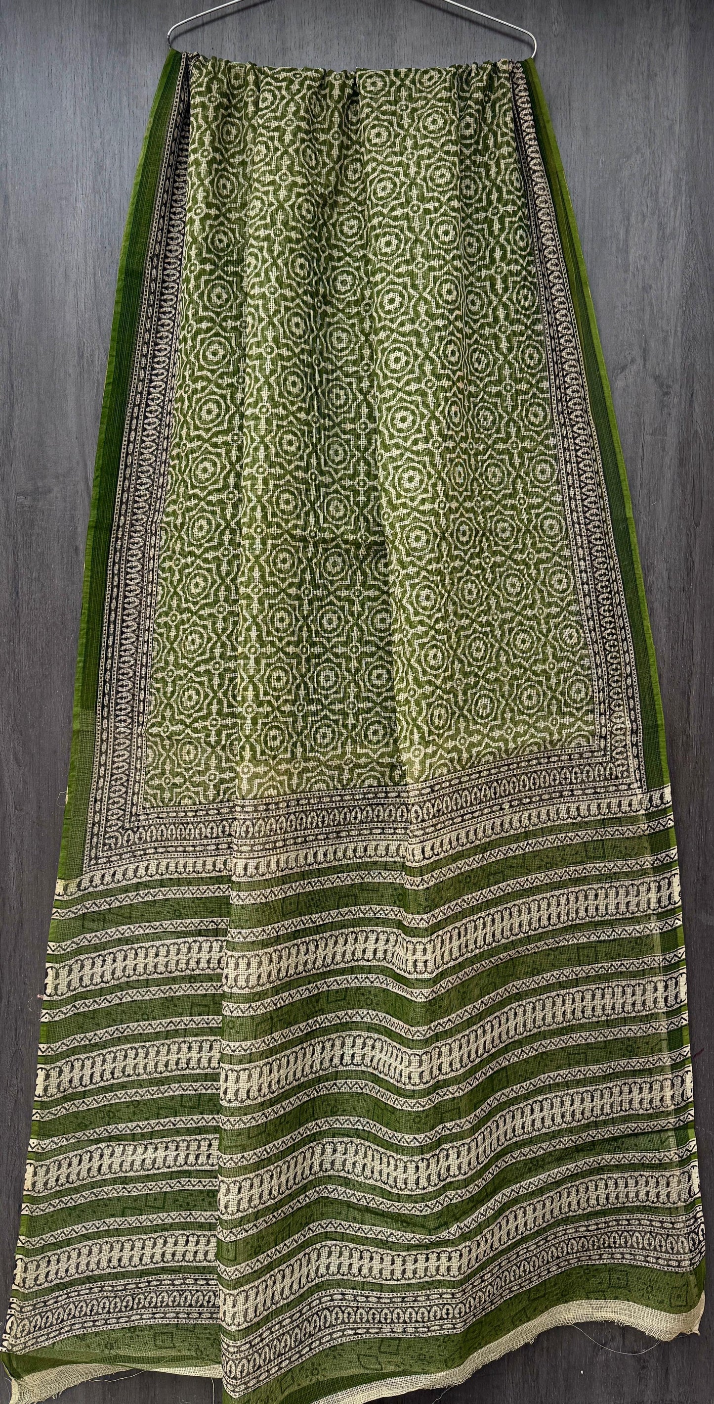 “Harita” – Green Handblock Kota Doria Saree