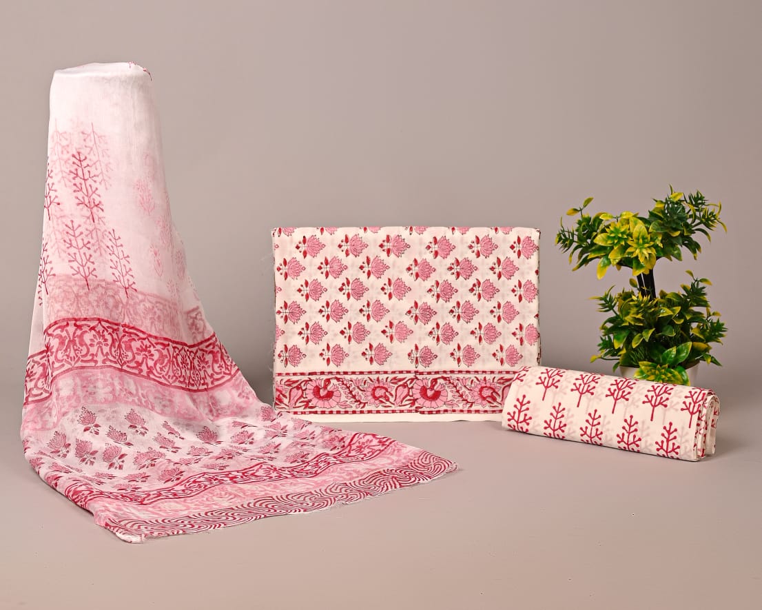 Cotton Suit With Chiffon Duptta