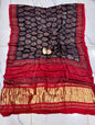 “Saanjh – Ajrakh Modal Saree with Antique Gold Tissue & Red Accents”