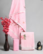 Blush Pink Hand-Painted Cotton Suit with Silver Border