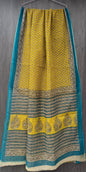 Mustard & Teal Royal Motif Kota Doria Saree (With Blouse)