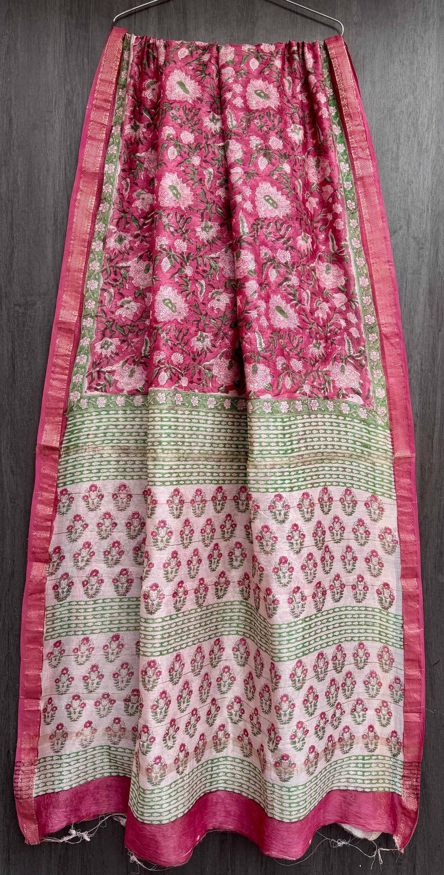 “Gulbahaar – Floral Maheshwari Silk Saree”