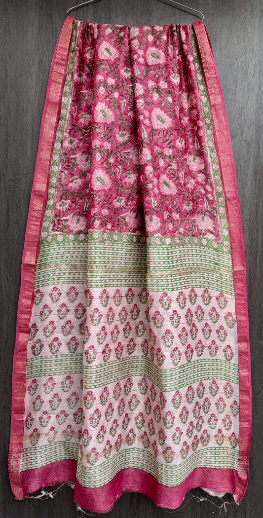 “Gulbahaar – Floral Maheshwari Silk Saree”