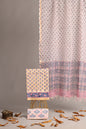 Gulbahar – Peach & Indigo Handblock Cotton Suit with Kota Doria Dupatta