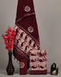 Maroon Batik Print Cotton Suit Set with Tortoise Motifs