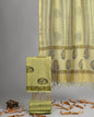 Handblock Printed Cotton Suit in Light Yellow with Kota Doria Dupatta