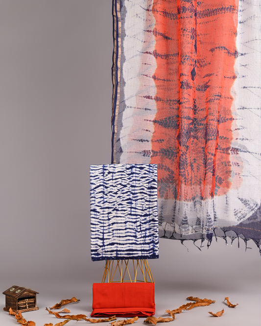 Agni – Shibori Cotton Suit with Kota Doria Dupatta