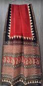 “Raktima” – Red & Black Heritage Handblock Kota Doria Saree